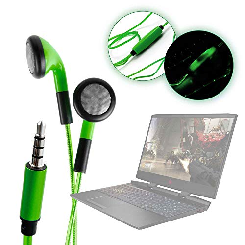 DURAGADGET Auriculares In-Ear con Luz LED Verde para Portátil HP Omen 15-dc0004ns, HP Pavilion 15-bc400ns- ¡Las Luces Se Mueven Al Ritmo De La Música!