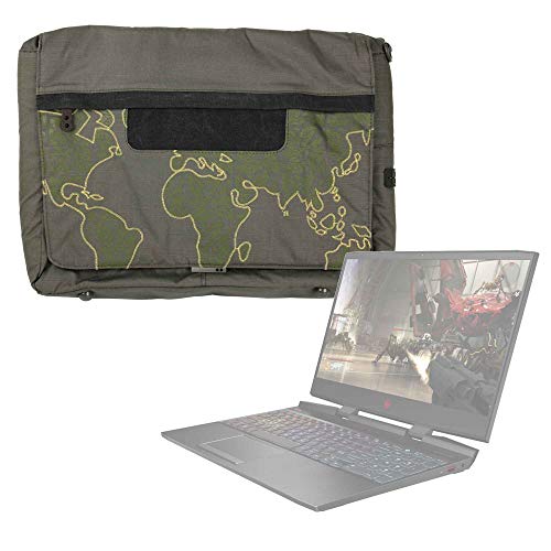 DURAGADGET Bolso con Bandolera Verde con Mapamundi para Portátil HP Omen 15-dc0004ns, HP Pavilion 15-bc400ns - con Múltiples Bolsillos