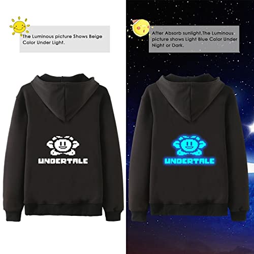 East-hai-buy Sudadera con Capucha Luminosa Undertale, Sudadera con Capucha Informal de Anime Informal para Hombres y Mujeres, Chaqueta con Cremallera Undertale Toriel-Sans