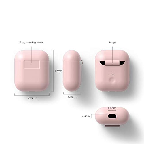 elago Funda Silicona Compatible con Apple AirPods 1 & 2 (LED Frontal Visible) - Soporta Carga inalámbrica, Extra Protección (Lovely Rosa)