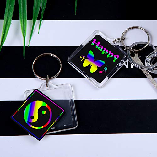 Elcoho Paquete de 12 llaveros para rascar, diseño de arco iris, para bolsas de fiesta y suministros de manualidades