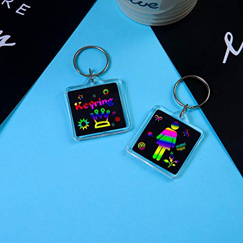 Elcoho Paquete de 12 llaveros para rascar, diseño de arco iris, para bolsas de fiesta y suministros de manualidades