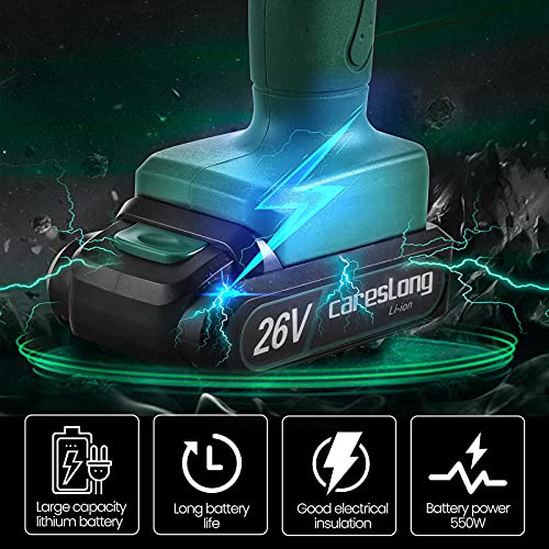 Eléctrica Mini Motosierra Sin Cable 2 Bateria,Portátil Inalámbrica Sierra Poda Recargable,Una Mano Operación Corte Jardín Madera​ y Árbol,2 Pila,4 Cadenas,Gafas de Protección,Cargador,Guantes