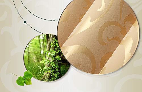 Embossed Wallpaper Roll, 3D Waterproof Leaf Pattern Wallpaper Fleece Wall Paper for Living Room Bedroom 0.53m(20.8")—10m(32.8') (Gold)