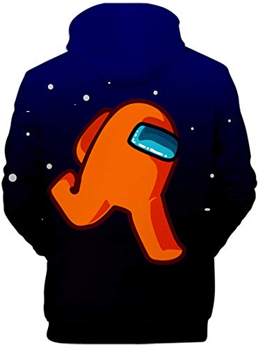EMLAI Hombre Sudadera con Capucha Among Us Estampado 3D Mangas largas Fanáticos de los Juegos Casuales Ropa de Calle con vellón (S, 1-Naranja)