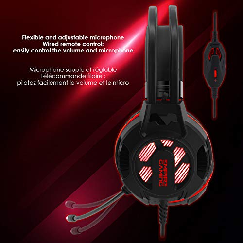 EMPIRE GAMING - Auriculares Gaming con Micrófono Flexible H400 – Juegos PC, PS4, XBOX, Nintendo Switch – Control por cable