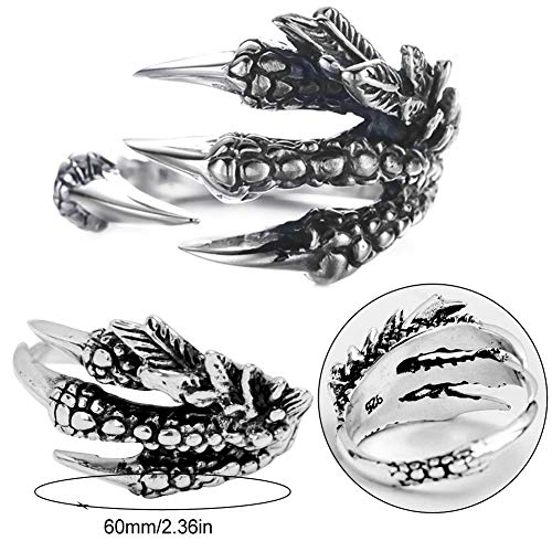 EQLEF Anillo Dragon Set, Anillo Gótico Ajustable Salvaje Alondra Open Punk Anillo de Regalo Anillo de Dragón Fresco para Hombres Mujeres (2 pcs) (C)