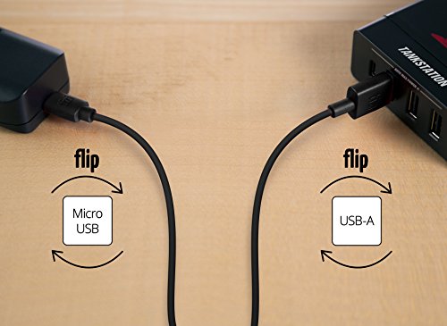 equinux Tizi Flip – Micro USB (50cm, Black) Data and Charging Cable with Double-Sided Reversible connectors. Both connectors Are Reversible. Cable with a Dual-Sided Micro USB Connector.