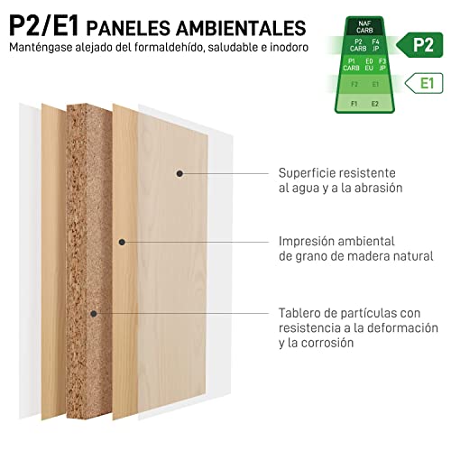 Escritorio de Oficina, EPLUS LIVING 118 x 60 x 76 cm Escritorio Juvenil Escritorio Blanco de Ordenador Mesa de Oficina Mesa Escritorio para Estudio Trabajo Gaming Carga 50 kg, Color Blanco y Madera