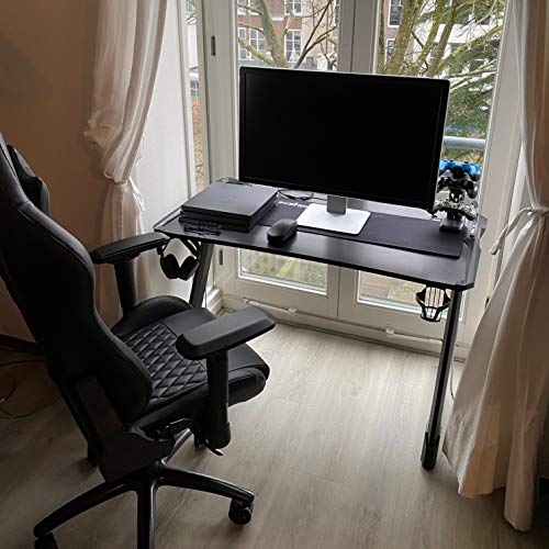 Escritorio para juegos Outshine Gaming Destiny Gaming Desk PC Consola Gaming Escritorios con alfombrilla de ratón y RGB LED luces Cable Management Negro para el hogar oficina recámara