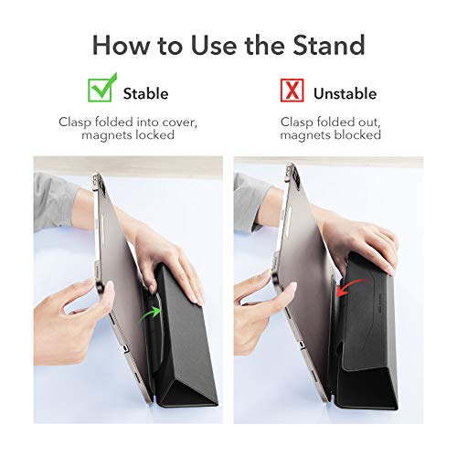 ESR Funda tríptica Compatible con iPad Pro 11 2021, Funda Ligera con Soporte, Modo automático de Reposo/Actividad, Carga inalámbrica para Pencil 2, Serie Ascend, Negro