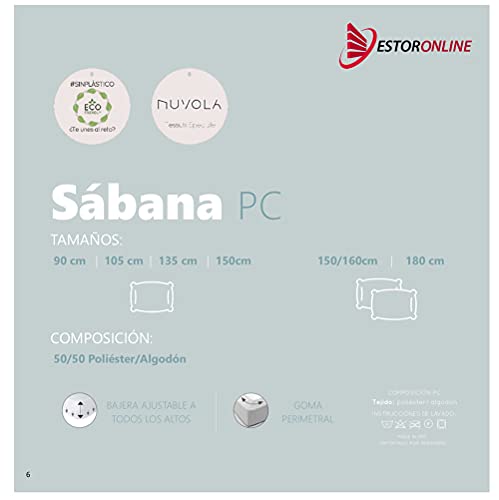 Estoronline Juego Sábanas PC 50/50 Poliéster/Algodon Resistencia- Hipoalergénicas, antiácaros e higiénicas - Tacto Agradable - (135, AMU)