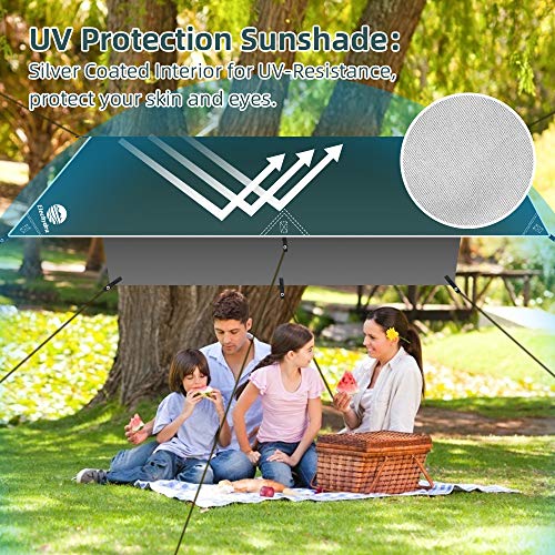 Etechydra Tienda de Campaña Tarp, 3 x 4 m Toldo de Refugio Impermeable Lona de Duradero Portatil para Hamaca Playa Tienda Hamaca Acampada Refugio Al Aire Libre (Verde Oscuro)