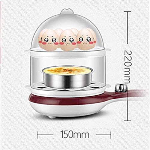 Eummit - Huevo para cocinar al vapor de doble capa multifunción, para huevos, apagado automático, sartén para freír, máquina de desayuno, 3 en 1, caldera de huevos eléctrica
