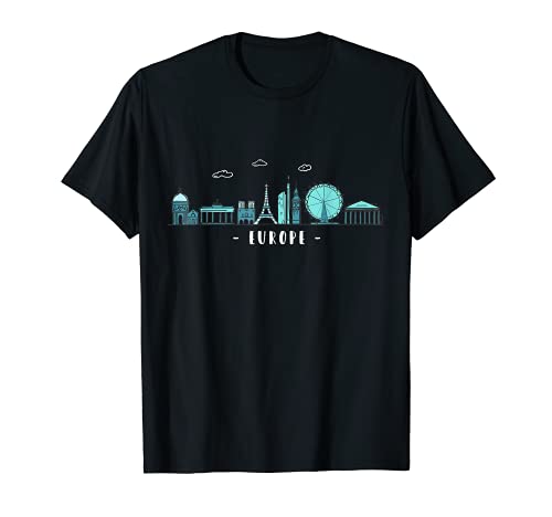 Europa Skyline Berlín Londres París Viajero Souvenir Camiseta