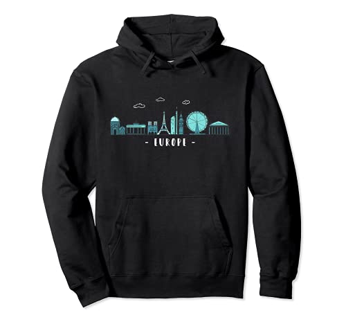 Europa Skyline Berlín Londres París Viajero Souvenir Sudadera con Capucha