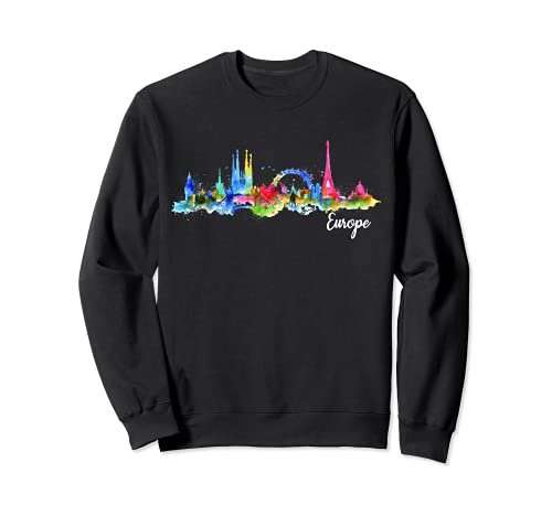 Europe Skyline Paris London Barcelona Vacation Group Trip Sudadera