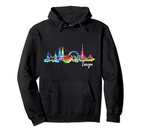 Europe Skyline Paris London Barcelona Vacation Group Trip Sudadera con Capucha
