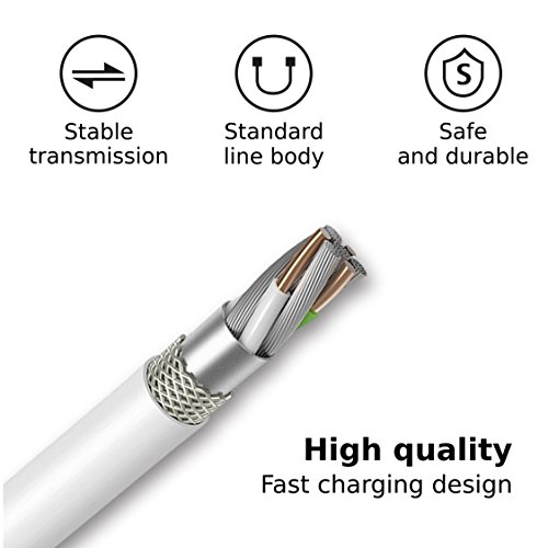 EVOMIND Cable USB Tipo C 2M Carga rápida y Sincronización - Cable Type-C para Samsung Galaxy S20/S10/S9/ Note 10/9, Xiaomi Mi 10/9/ Redmi Note 9, Controlador PS5/Xbox Series X/S, etc. - 2M Blanco