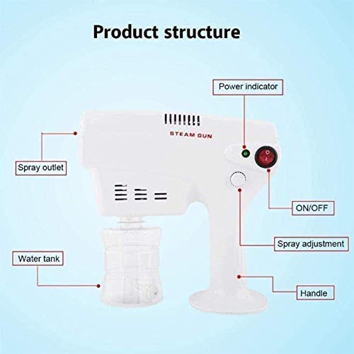 EW&HU Esterilización de jardín Nano Steam Handheld Electric Recargable Atomizador Nano Atomizador Pulverizador Portátil Portátil Niebla electrostática Recargable, Pistola de rezo
