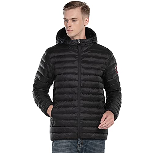 Extreme Pop Hombre Precio de Venta Final de la Chaqueta con Capucha de Ganso Puro (XL, Negro1)