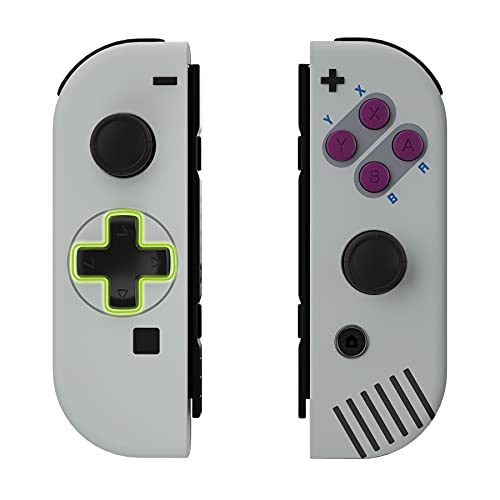 eXtremeRate Carcasa D-Pad Versión con ABXY Drecctión Botones para Nintendo Switch Joy-con OLED Funda de Agarre Reemplazo para Nintendo Switch No Incluye Carcasa de Consola(Clásico 1989 GB DMG-01)