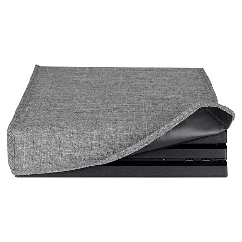 eXtremeRate Prueba de Polvo para PS4 Consola Funda Cubierta Protectora Horizontal Diseño de Doble Capa Forro Corte Preciso Fácil de Acceso los Cables Guardapolvo para Playstation 4 Pro Consola(Gris)