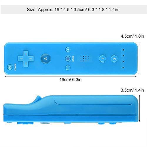 Fdit Mando a distancia con sensor remoto integrado Motion Plus con correa de muñeca y funda de silicona para Nintendo Wii Wii U (azul)
