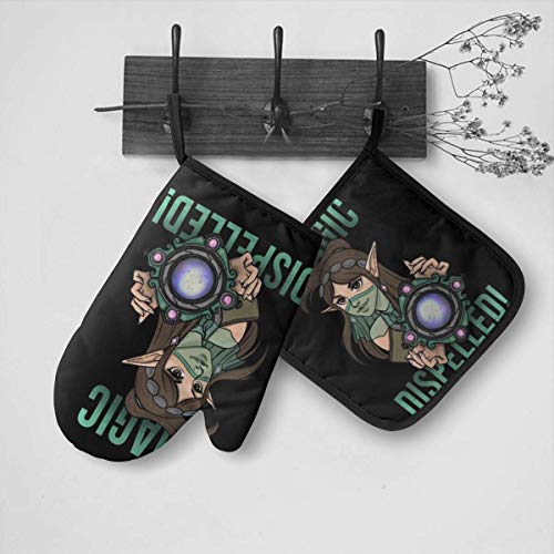 FGHJY Magic Dispelled Ying Paladins - Mitones de horno y agarraderas Guantes de cocina resistentes al calor Guantes de cocina