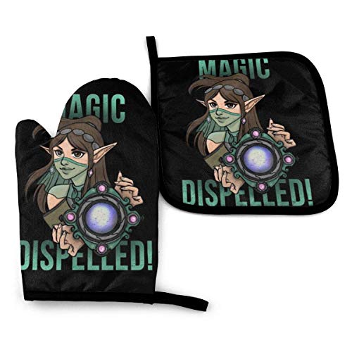 FGHJY Magic Dispelled Ying Paladins - Mitones de horno y agarraderas Guantes de cocina resistentes al calor Guantes de cocina