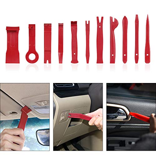 flintronic Herramientas Desmontar, 27PCS Nilón Desmontaje/Eliminación Kit para Desmontar el Salpicadero Radio, Audio Vehículo Interior Recubrimiento Desmontaje (Rojo)