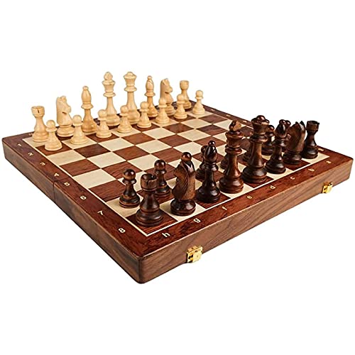 FTFTO Chess Chess Set Gift Wooden Chess Foldable Chess Board with Portable Premium Walnut Chess Set (39CM)