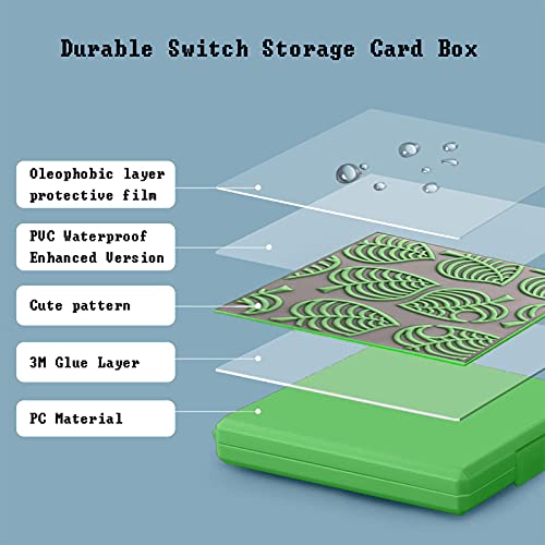 Funda de Juego-Compatible para Nintendo Switch Compatible con 12 Ranuras para Almacenamiento de Tarjetas de Juego y 12 Ranuras para Tarjetas SD, Estuche para Switch Lite NS NX (Animal Crossing/Green)