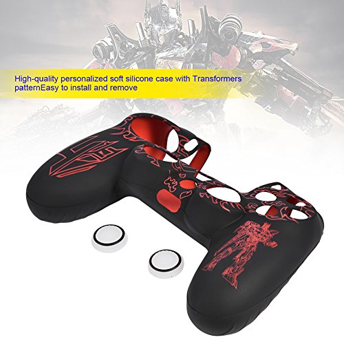 Funda de Silicona para PS4, Protector Funda Protectora de Silicona para Playstation 4 con diseño de transformadores(Rojo y Negro)