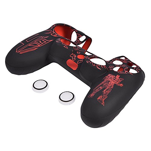 Funda de Silicona para PS4, Protector Funda Protectora de Silicona para Playstation 4 con diseño de transformadores(Rojo y Negro)