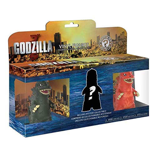 Funko Godzilla Mystery Minis 23361 - Juego de 3 Unidades de Vinilo Godzilla (3 Unidades), Color Rojo, Verde y Misterioso