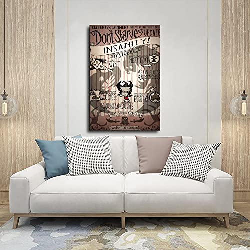 Game Don't Starve 2 Póster de lona para dormitorio, decoración deportiva, paisaje, oficina, habitación, marco de regalo, 60 x 90 cm