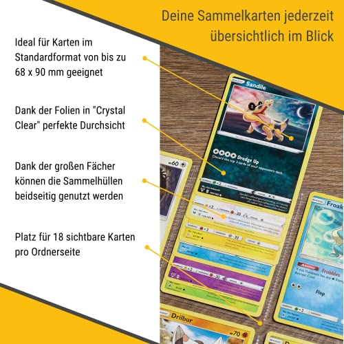 GamesDynamics 50x 9-Pocket Pages Transparent - Standard Size - Toploading - Folder Pages - 11x Punched Holes, Trading Cards MTG, Pokemon, YGO