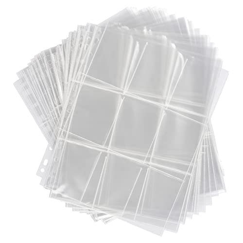 GamesDynamics 50x 9-Pocket Pages Transparent - Standard Size - Toploading - Folder Pages - 11x Punched Holes, Trading Cards MTG, Pokemon, YGO