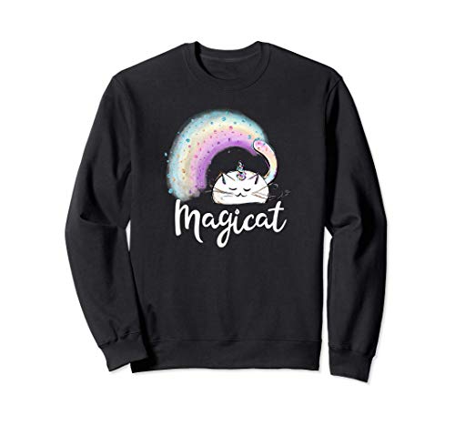 Gato Unicornio Magicat Lindo diseño mágico Chicas Mujeres Sudadera