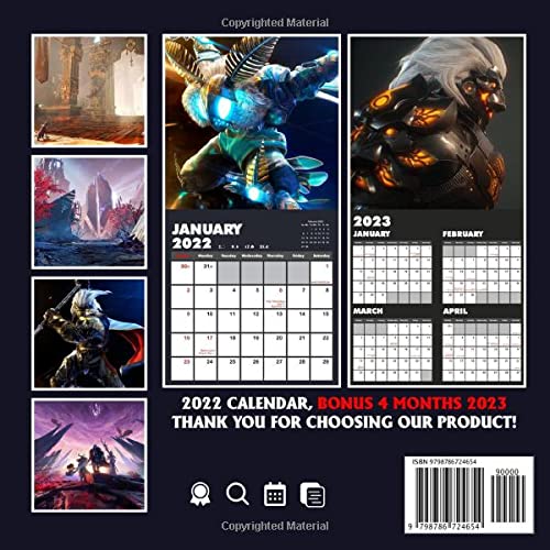 Gearbox Publishing Godfall Ascended Edition Calendar 2022: Special action fiction Games. Planner Gifts boys girls kids. Moon Phases I January 2022 - ... Calendrier12 Months | BONUS 4 Months 2023