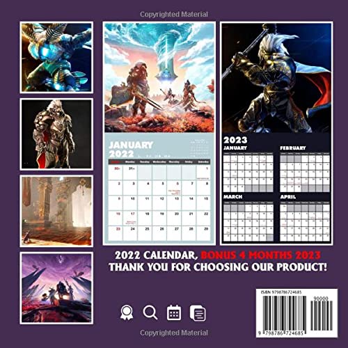 Gearbox Publishing Godfall Ascended Edition Calendar 2022: Special action fiction Games. Planner Gifts boys girls kids. Moon Phases I January 2022 - ... Calendrier12 Months | BONUS 4 Months 2023