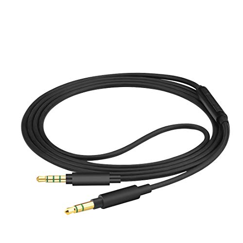 Geekria QuickFit Cable estéreo de 3,5 mm para Auriculares V-Moda Crossfade LP, Crossfade 2, LP2, LP, M-100, M-80, Koss ProDj200, Cable de Audio de Repuesto con micrófono y Control de Volumen (1.5m)