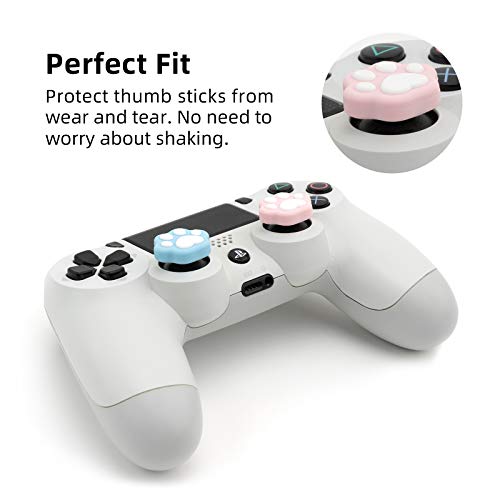 GeekShare Cat Paw Playstation 4 - Empuñaduras para el pulgar, juego de fundas para palillos compatibles con Switch Pro Controller y PS4 PS5 Controller, 2 pares / 4 piezas-Forma de pata de gato