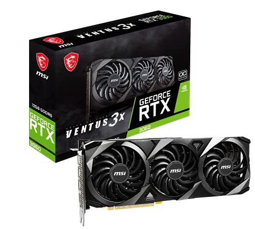GeForce RTX 3060 Ventus 3X 12G OC - Tarjeta Gráfica Enthusiast Gaming (TORX Fan 3.0, 192 bit, PCI Express Gen 4, DisplayPort v1.4a, HDMI 2.1, Zero Frozr, Resolución 1440p, Ray Tracing)
