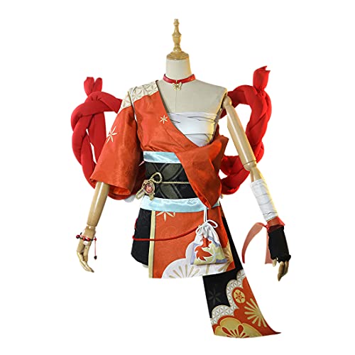 Genshin Impact Yoimiya - Disfraz de cosplay de IKAO Anime Yoimiya para cosplay, juego completo, disfraz de anime, para adultos y niños, talla L