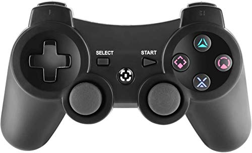 Gezimetie Mando Inalámbrico para PS3,Bluetooth Wireless Joystick para Playstation 3 con Doble Vibración/Giroscopio de 6 ejes Sensor de Movimiento/Rechargable(Negro)