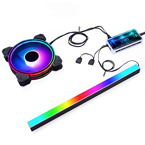GIM KB-14 RGB Tira de luz PC para carcasa de juegos, magnética direccionable tira de LEDde kit, cabezal de 5V ARGB y 3Pines para Asus Aura Asrock LED/Gigabyte RGB Fusion/MSI Mystic Light, 30 CM