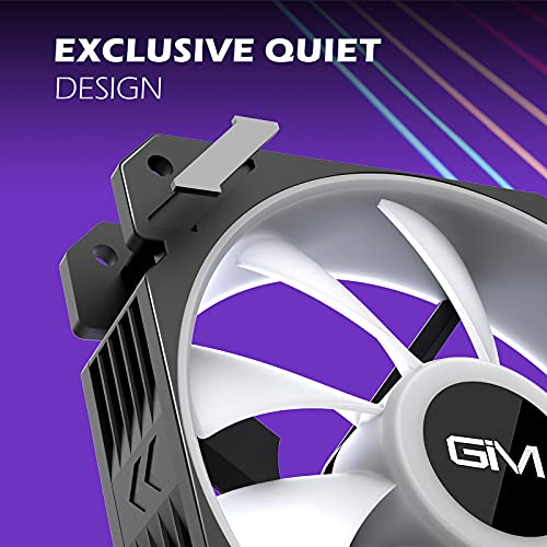 GIM KB-28 Moonlight RGB Ventilador, paquete de 3 ventiladores ARGB de 120 mm con refrigeración silenciosa para computadora, ventilador de PC con sincronización de placa base RGB de 5V y 3 PIN, negro