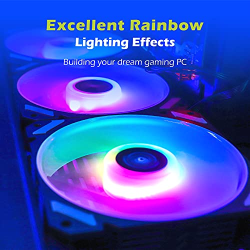 GIM KB-28 Moonlight RGB Ventilador, paquete de 3 ventiladores ARGB de 120 mm con refrigeración silenciosa para computadora, ventilador de PC con sincronización de placa base RGB de 5V y 3 PIN, negro